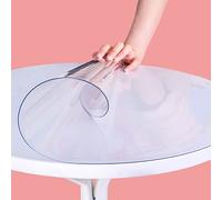 AJSJ Transparent Table Cover Protector, Anti-Hot Table Mat Transparent Tablecloths for Office Computer Desk Sofa Dining Table 1 mm-Round 130 cm