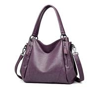 HQQN Luxury Handbags Women Bags Designer Large Capacity Crossbody Bags for Women New Leather handbag Ladies Travel Tote Bag,Purple,31cm x 14cm x 30cm