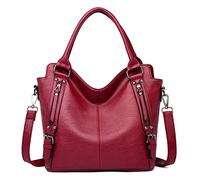 HQQN Women Handbag Leather Luxury Women Bag Designer Big Capacity Shopper Shoulder Bags Ladies Tote Crossbody Bag For Women,Red,32cm x 16cm x 31cm