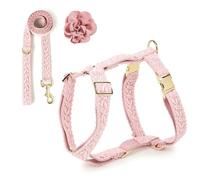 HQREA Dog Harness and Leash Set for Small Dogs Girl Soft Comfortable Unique Pet Halter Harness with Metal Buckle for Wedding Birthday Outfit S