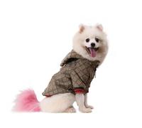 HQREA Dog Hoodie Luxury Dog Clothes Winter Dog Jacket Classic Designer Pet Clothes Coat French Bulldog Teddy Pug Puppy Clothes… Brown XXL