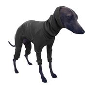 HQREA Italian Greyhound Pajamas Solid Four-Legged Rib Dog Onesie Lightweight Turtleneck Elastic Whippet Sweater Jumpsuit Pet Clothes for Small Medium Large Dogs(Black,XL)