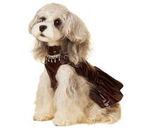 HQREA Luxury Dog Dress Girl Puppy Pu Leather Motorcycle Jacket Princess Tutu Skirt Apparel Designer Pet Birthday Wedding Costume with Necklace for Large Dogs 2XL
