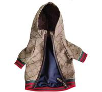 HQREA Luxury Winter Hoodie Jacket - Classic Designer Coat for Small Dogs, Warm Pet Apparel With Zipper Design, Easy On/Off for French Bulldog, Teddy, Pug, Puppy (L)