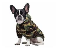 HQREA Small Dog Hoodie Camo French Bulldog Clothes Fashion Sports Puppy Coat Hood Sweatshirts with Zipper & Pocket Outdoor Pet Jacket Apparel for Chihuahua York & Pug L