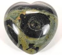 HQRP 1PC 30mm Kambaba Jasper Carved Heart Polished Black Green Crocodile Eye Stromatolite Fossil Gemstone Crystal Mineral Collectible Decor Reiki Specimen - Madagascar