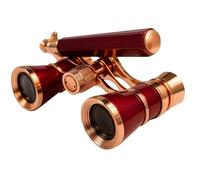 HQRP 3 x 25 Opera Glasses Theater Binoculars w/Crystal Clear Optic (CCO) & Built-In Extendable Handle, Burgundy with Gold Trim, for Adults Kids Women, in Musical Concert Sport Events, Gift Box