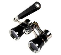 HQRP 3 x 25 Theatre Opera Glasses Binocular, Elegant Black Color with Silver Trim, Built-in Extendable Handle, Crystal Clear Optic (CCO), for Adults Kids Women in Musical Concert Sport Events etc.