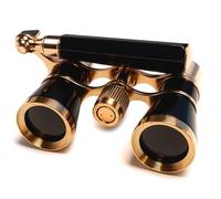 HQRP Opera Glasses Black with Gold Color Trim w/Built-in Extendable Handle in Gift Box
