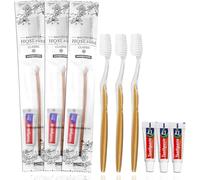 HQSLsund 20 pcs Disposable Toothbrushes with Toothpaste Individually Wrapped, Bulk Toothbrushes Medium Soft Bristle Manual Disposable Travel Toothbrush Kit Bulk