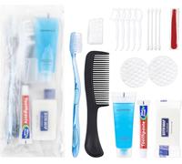 HQSLsund Basic Toiletry Kits, Individually Packed, Personal Hygiene Kit Bulk Homeless Care Package Supplies Travel Size Toiletry Kit for Men Women Charity Reusable Toiletry Bag, Blue, Pack of 50
