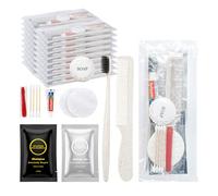 HQSLsund Travel Toiletry Kit Bulk, 7-in-1 Disposable Personal Hygiene Kit, Basic Toiletry Kits for Men & Women, Homeless Care Supplies Charity Kit for Guest, Hotel, Camping, Travel, Donation, Beige