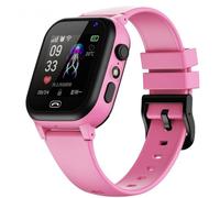 HQUIREN 5th Gen Q12 Waterproof Kids Smart Watch - Multi-Language GPS Tracker One-Touch SOS Clear Calls Alarm Camera Locator & More - Child Safety Watch (Pink waterproof)