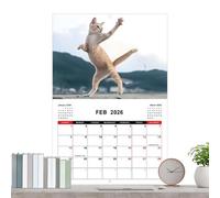 Hqunjikp Cat Wall Calendar 2026 | Kung Fu Cat Monthly Calendar for Office,Jan - Dec 2026, Planner for Wall Workout Planning Office Scheduling Home Gym