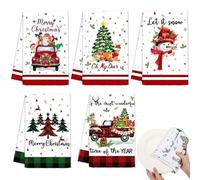 Hqunjikp Christmas Dish Towels, Dishcloth,Santa Elk Snowman Gnome Christmas Towel | for Holiday, Party, Home, Dining