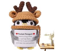 Hqunjikp Crochet Penguin Plush | 3.94 Inch Decorative Encouragement Doll | Knitted Inspirational Dolls,for Kids Teens Adults Christmas Craft Lovers Collectors Desk Bookshelf Dressing Table Bedside