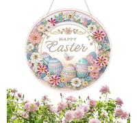 Hqunjikp Easter Egg Flower Diamond Art Hanging Kit for Adult,Special Shaped Rhinestone,Rhinestone Window Pendants,Flower Egg Easter,Diamond Kits for Home Wall Easter Décor