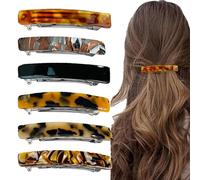 Hqunjikp Hair Barrettes,6X Women French Barrette Hair Clips | Daily Wear Girls No-Slip Clamps Tortoiseshell for Dating, Traveling, School, Commuting
