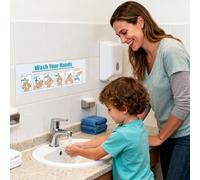 Hqunjikp Hand Washing Instruction Label,Bathroom Matte Finish Handwashing Guide | Step By Step Guide Decals Personal Hygiene Sticker for Work School Public Restroom Office