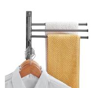 Hqunjikp Swivel Towel Rack,Bath Towel Holder Swivel 4-Arm Rack - Swing out Aluminum Hanger Organizer Space-Saving for Locker Room Shower Room Apartment Kitchen Balcony