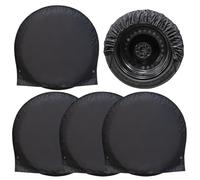 Hqunjikp Tire Covers for Car - 4X Trailer Tire Protection Cover | Sun Protection Wheel Guard with Elastic Fixing Straps for Truck RV Caravan Use