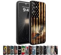 HQUSZPT Case Compatiable for Samsung Galaxy A36 5G,Slim Shockproof Protective Cover for Samsung Galaxy A36 5G,Wood Grain American Flag Flying Eagle