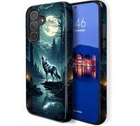 HQUSZPT Compatible for Samsung Galaxy A17 Case,Two Layer Protection Heavy Duty Cover,Compatible for Samsung Galaxy A17 Phone Case,The Wolf is Howling at The Moon