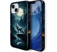 HQUSZPT Magnetic Phone Case Compatible for iPhone 16 Plus 5G,Compatible with Magsafe,Two Layer Protection Heavy Duty Cover,The Wolf is Howling At The Moon