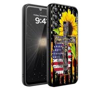 HQUSZPT Phone Case Compatiable for Samsung Galaxy A37 5G,Slim Shockproof Protective Cover for Man Women Girl Boy Children,American Flag Cross Sunflower