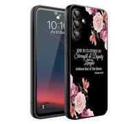 HQUSZPT Phone Case Compatiable for Samsung Galaxy S26 Plus 5G,Slim Shockproof Protective Cover for Man Women Girl Boy Children,Bible Verse Quote Proverbs 31:25,Poeny Flower