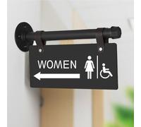 Hqvbvc Wall-Mounted Unisex Accessible Restroom Sign with Arrow,11" x 6"，Double Sided Handicap Bathroom Signs for Business, Gender Neutral Wheelchair Accessible Signs for Disabled, Toilet Corridor
