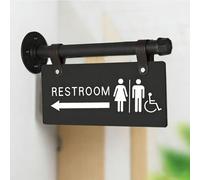 Hqvbvc Wall-Mounted Unisex Accessible Restroom Sign with Arrow,11" x 6"，Double Sided Handicap Bathroom Signs for Business, Gender Neutral Wheelchair Accessible Signs for Disabled, Toilet Corridor