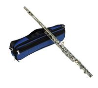 HQWBVD Flute 16-hole Flute C Key Closed Key Plus E Key Curved White Copper Tube Beginner Band Performance Exam Flute Set(B)