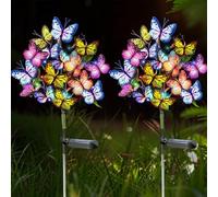 Hqynss Butterfly Solar Lights Outdoor Garden, 2 Pack 40+ Butterflies, 7 Colors Design, IP65 Waterproof, LED Solar Powered for Patio, Yard, and Pathway, Gifts for Mother's Day Mom Women