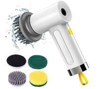 Hqynss Electric Cleaning Brush, Handheld Spin Scrubber with 4 Brush Heads, 2 Modes for Deep Cleaning of Bathroom, Kitchen, Tiles, Grout, Glass, and Tyres - LED Display