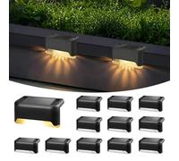 Hqynss Solar Decking Lights IP65Waterproof, 12 Pack Solar Step Lights - Outdoor LED Stair Lights for Steps, Fences, Yard, Patio, Garden, Pool, Driveway (Black, Warm White)