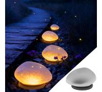 Hqynss Solar Garden Lights, IP65 Waterproof Pebble Shape Decorative Lights, Warm Light LED Solar Path Paver Stones for Garden terraces Yard Path Patio Yard Pathway Decoration(1 Pack)