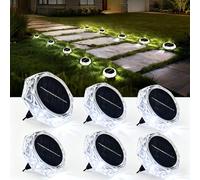 Hqynss Solar Ground Lights Outdoor, 6 Pack Solar Garden Lights IP65 Waterproof, 8 Bright LEDs Decking Lighting with 600mAh Battery for Garden Lawn Patio Yard Landscape (Cool White)