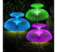 Hqynss Solar Lights Outdoor Garden, 7 Color Changing Solar Garden Lights | IP65 Waterproof Solar Stake Lights, Double Jellyfish Lights Decorative for Christmas Yard Pathway Lawn Party Patio,3 Pack
