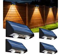 Hqynss Solar Wall Lights Outdoor, LED Solar Powered Fence Lights Waterproof IP65, Dusk to Dawn Light Sensor, Warm White for Garden Patio Yard Deck Fence (4 Pack)