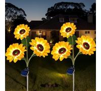 Hqynss Upgraded Solar Sunflower Lights for Garden Ornaments, Solar Lights Outdoor Garden, Waterproof IP65, for Yard Pathway Lawn Decorations, Birthday Christmas Lights Gardening Gifts (2 Pack)