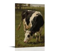 HQYXMSLL A Dairy Cow Eating Grass in The Pasture, Tail Swishing to Drive Away Insects Decorative Modern Mural - Wall Art Hanging Poster 12x18inch(30x45cm)