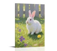 HQYXMSLL A Domestic Rabbit on The Grass, Perking Up Its Ears to Listen to Distant Sounds Decorative Modern Mural - Wall Art Hanging Poster 08x12inch(20x30cm)