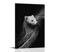HQYXMSLL Abstract Ferret Elegantly Emerging from Flowing Minimal Patterns Set Against Solid Background. Decorative Modern Mural - Wall Art Hanging Poster 12x18inch(30x45cm)