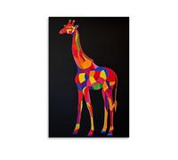 HQYXMSLL Abstract Giraffe Silhouette Gently Formed by Interweaving Multicolored Lines on Solid Canvas. Decorative Modern Mural - Wall Art Hanging Poster 12x18inch(30x45cm)