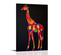 HQYXMSLL Abstract Giraffe Silhouette Gently Formed by Interweaving Multicolored Lines on Solid Canvas. Decorative Modern Mural - Wall Art Hanging Poster 08x12inch(20x30cm)