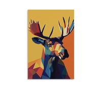 HQYXMSLL Abstract Moose Portrait Elegantly Composed from Gentle Minimalist Shapes on Pure Solid Background. Decorative Modern Mural - Wall Art Hanging Poster 16x24inch(40x60cm)