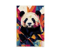 HQYXMSLL Abstract Panda Elegantly Composed by Complex Geometric Patterns Set on Pure Solid Color Canvas. Decorative Modern Mural - Wall Art Hanging Poster 20x30inch(50x75cm)