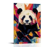HQYXMSLL Abstract Panda Elegantly Composed by Complex Geometric Patterns Set on Pure Solid Color Canvas. Decorative Modern Mural - Wall Art Hanging Poster 16x24inch(40x60cm)