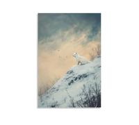 HQYXMSLL An Arctic Fox on A Snow-covered Hill Under A Fading Flemish-style Sky Decorative Modern Mural - Wall Art Hanging Poster 16x24inch(40x60cm)